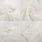 belle poque Women's Bow Tie Neck Blouse Button Down Shirt for Work Office Casual