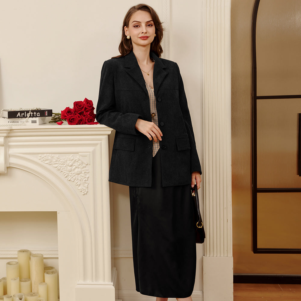 Belle Poque Womens Winter Corduroy Blazer Jackets Fall Notched Lapel Long  Sleeve Boyfriend Work Office Jacket Coats – Belle Poque Offcial