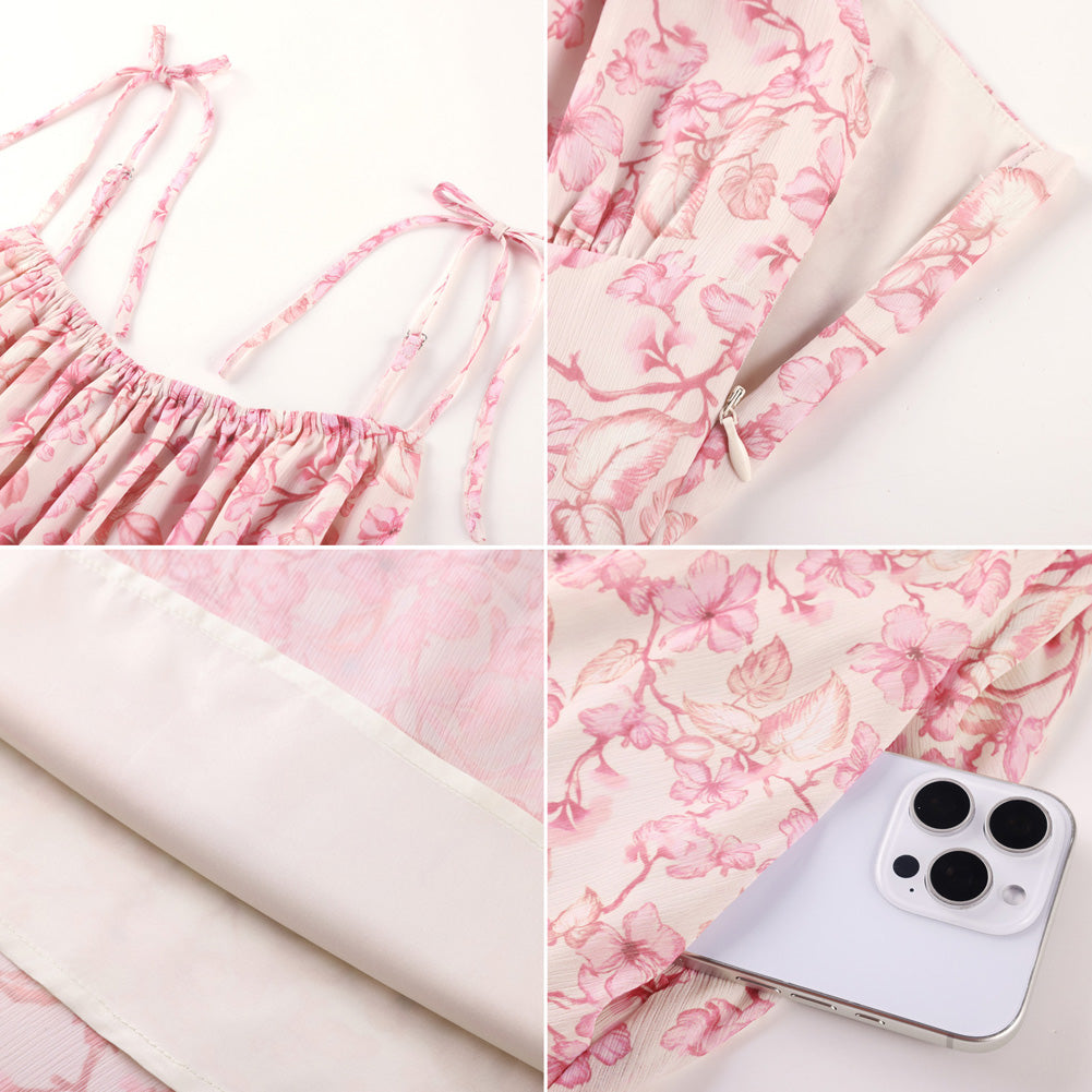 belle poque Floral Dress for Women Midi Sundress 2026 Summer Spring Casual Dresses with Pockets