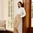 belle poque Women's Bow Tie Neck Blouse Button Down Shirt for Work Office Casual