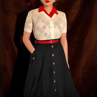 belle poque Belle Poque Women's Vintage A-Line Skirt with Slit Hem