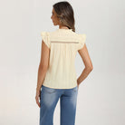 belle poque Women's Ruffle Sleeve Cotton Shirts Button Down Blouses Dressy Casual Tops