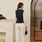 belle poque Women Handkerchief Hem Vest Coat Surplice V-Neck Slit Back Waistcoat