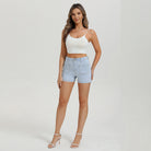 belle poque 2026 Women Jean Shorts High Waisted Micro Cargo Denim Shorts