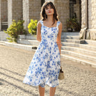 belle poque Women's Floral Midi Sundress with Pockets Spring Summer Dresses for Wedding Guest