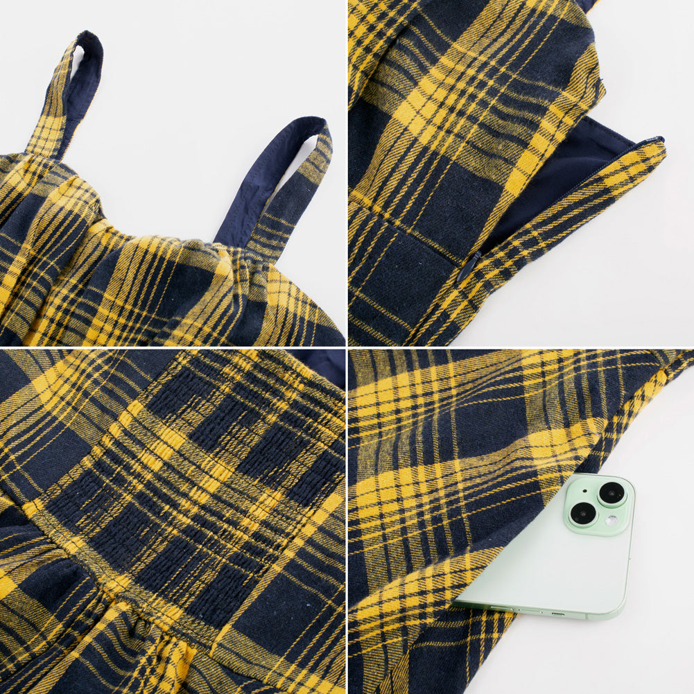 belle poque Vintage Two-Way Defined Waist Dress Ruched Bodice Flared Plaid A-Line Dress