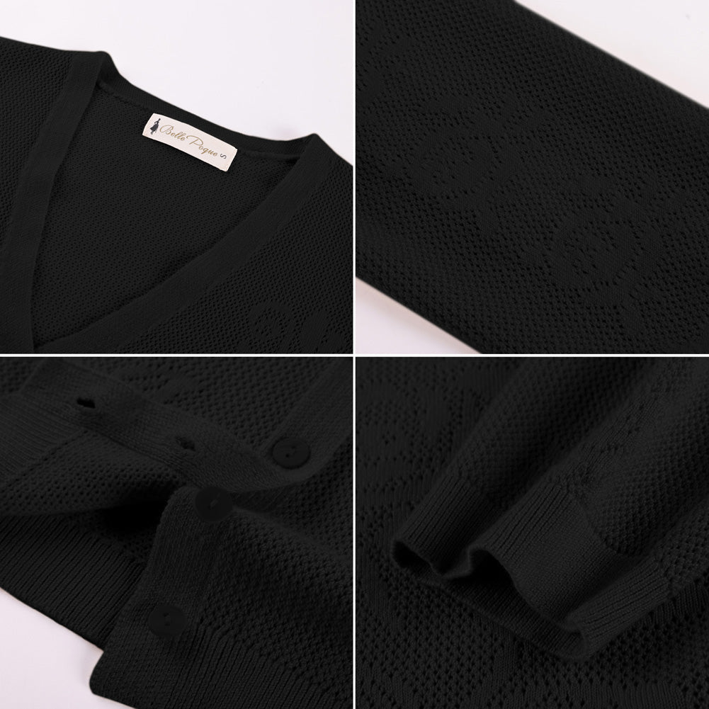 belle poque Women's Lace Cardigan Lightweight 3/4 Sleeve Button Down Cardigans