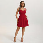 belle poque Valentine's Day Hot Sale🔥 Women's Dress with Pockets Short Bow Cocktail Party Dresses