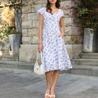 belle poque Women's Sweatheart Floral Dress 2026 Spring Ruched Midi Garden Party Dress