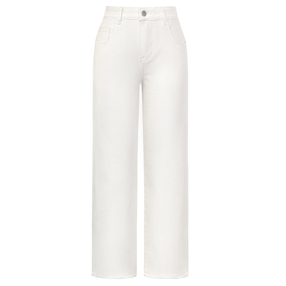 Women Wide Leg Jeans Mid Rise Straight Leg Ankle Jeans with Pockets