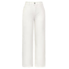 belle poque Women Wide Leg Jeans Mid Rise Straight Leg Ankle Jeans with Pockets White