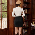 belle poque Women Mini Skirt Bodycon Mini Skirt Suede Skirts with Botton