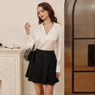 belle poque Women Vintage Swing Skirt Elastic Waist Mid-Thigh Length A-Line Skirt