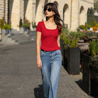 belle poque 2026 Spring Summer Cute Tops for Women Short Sleeve Crop Tops