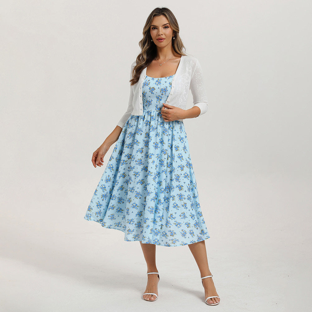 belle poque Floral Dress for Women 2026 Summer Sleeveless Midi A-line Beach Sundresses