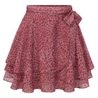 belle poque Women's Flowy Ruffle Mini Skirt with Shorts Underneath Boho Skirt Summer Skirt Red