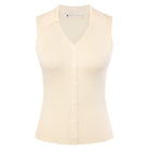 belle poque Women's Button Down Tank Tops Collared Slim Fit Office Tops Apricot