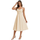 belle poque 1950s Vintage Gingham Dress for Women Sweetheart Neckline Dresses with Pockets