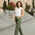 belle poque Women's Ruffle Sleeve Cotton Shirts Button Down Blouses Dressy Casual Tops