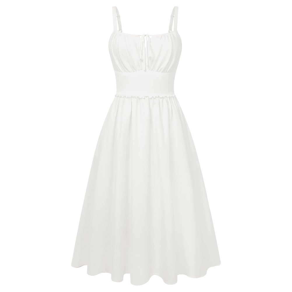 belle poque Summer Dress for Women 2026 Sleeveless Sundress Flowy Wedding Guest Dresses White