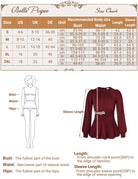belle poque Women Retro Defined Waist Tops Long Lantern Sleeve Crew Neck Pullover Tops