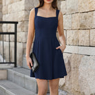 belle poque Valentine's Day Hot Sale🔥 Women's Dress with Pockets Short Bow Cocktail Party Dresses