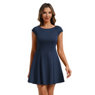 belle poque 2026 Elegant Formal Classy Cocktail Party Dress Boat Neck Short Dresses Blue