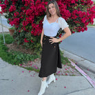 belle poque Belle Poque Women's Vintage A-Line Skirt with Slit Hem