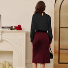 belle poque Womens Long Sleeve Satin Blouse Dressy Casual Business Tops Shirts for Office Work