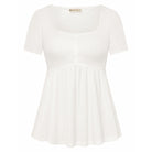 belle poque Women's Cute Tops Babydoll Peplum Top 2026 Casual Shirts White