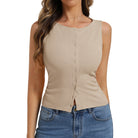 belle poque Button Down Tank Tops Ribbed Summer Vest for Work Going Out