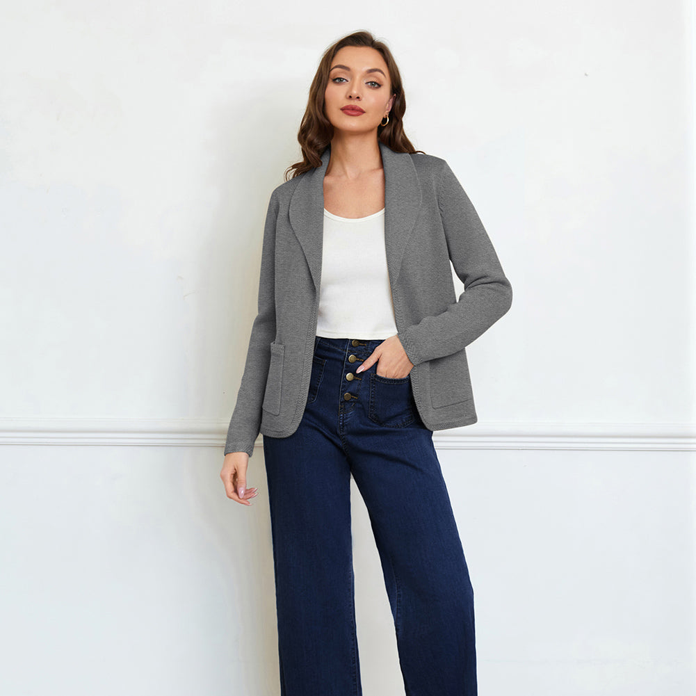 belle poque Vintage Cardigan Sweater Blazer V Neck Shawl Lapel Collar with Pockets