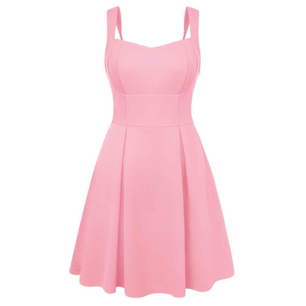 belle poque Valentine's Day Hot Sale🔥 Women's Dress with Pockets Short Bow Cocktail Party Dresses Pink