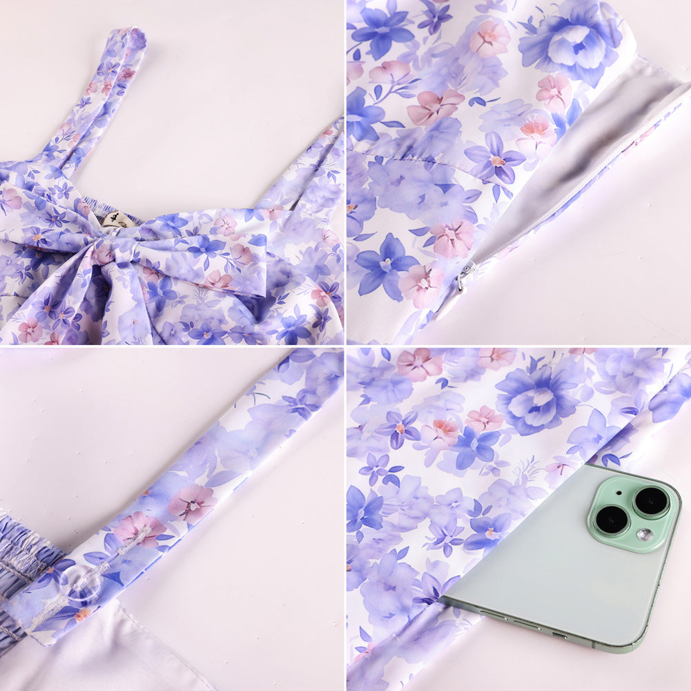 belle poque Womens Summer Dresses Floral Corset Dress Tie Front Cottagecore Dress