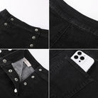 belle poque 2026 Denim Mini Skirt Button-Front Sailor Jean Skirts for Women with Pockets