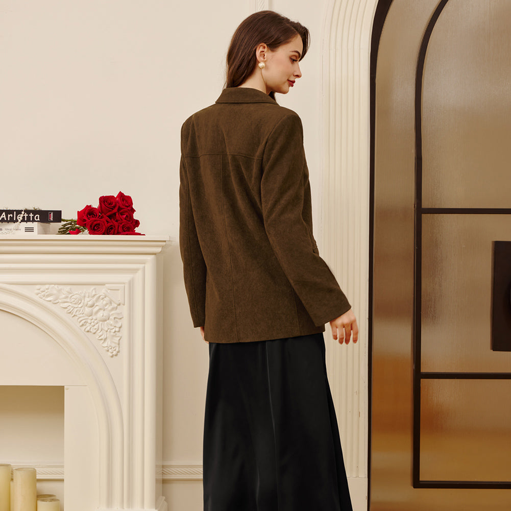 belle poque Women's Winter Corduroy Blazer Jackets Fall Work Office Jacket Coats