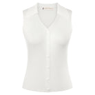 belle poque Women's Button Down Tank Tops Collared Slim Fit Office Tops White