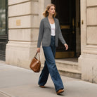 belle poque Vintage Cardigan Sweater Blazer V Neck Shawl Lapel Collar with Pockets