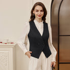 belle poque Women Handkerchief Hem Vest Coat Surplice V-Neck Slit Back Waistcoat