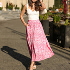 belle poque 2026 Women Vintage Swing Floral Skirt Comfy A-Line Maxi Skirt