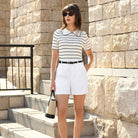 belle poque 2026 Women Vintage Cotton Shorts Wide Leg Shorts with Pockets