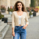 belle poque Women's Lace Cardigan Lightweight 3/4 Sleeve Button Down Cardigans