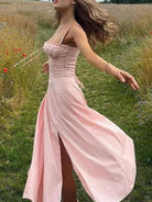 belle poque 2025 Ruched Bust Split Thigh Cami Sundress