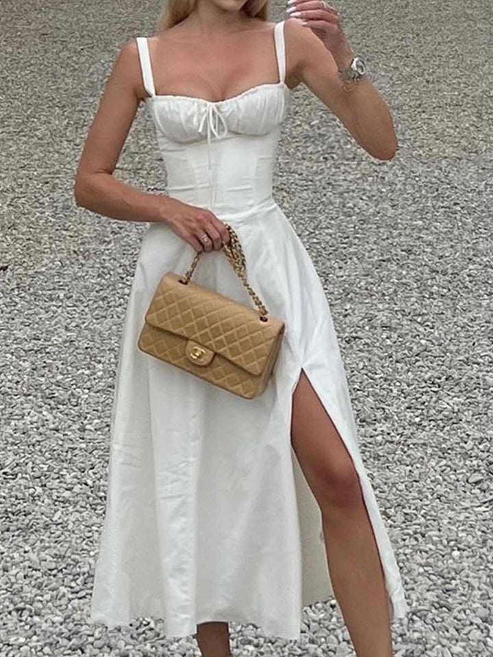 belle poque 2025 Ruched Bust Split Thigh Cami Sundress