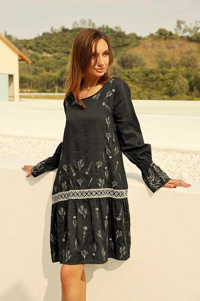 belle poque Frieeah Embroidered A-line Dress