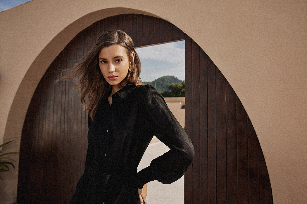 belle poque Frieeah Linen Shirt A-Line Dress