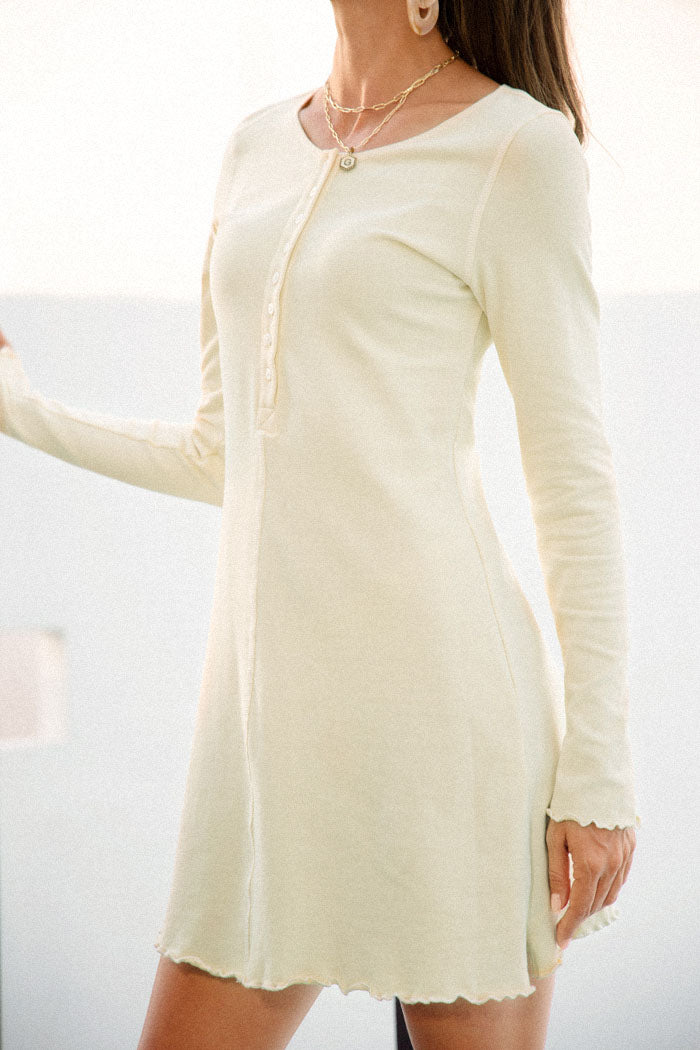 belle poque Frieeah Button-up Hips-wrapped Dress Beige